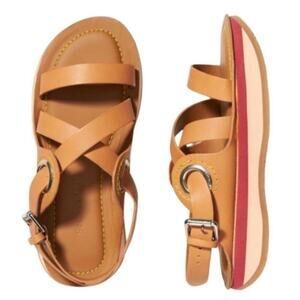 NWOT SEE BY CHLOÉ Tan Leather Ysee Chloe Crisscross Flatform Sandals Size EU 37